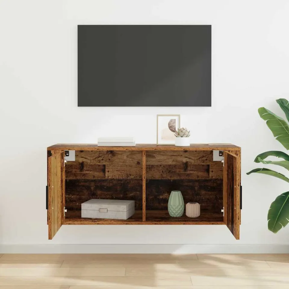 vidaXL Wandgemonteerde TV-kast 100 x 34,5 x 40 cm Oud Hout bruin, foto 3