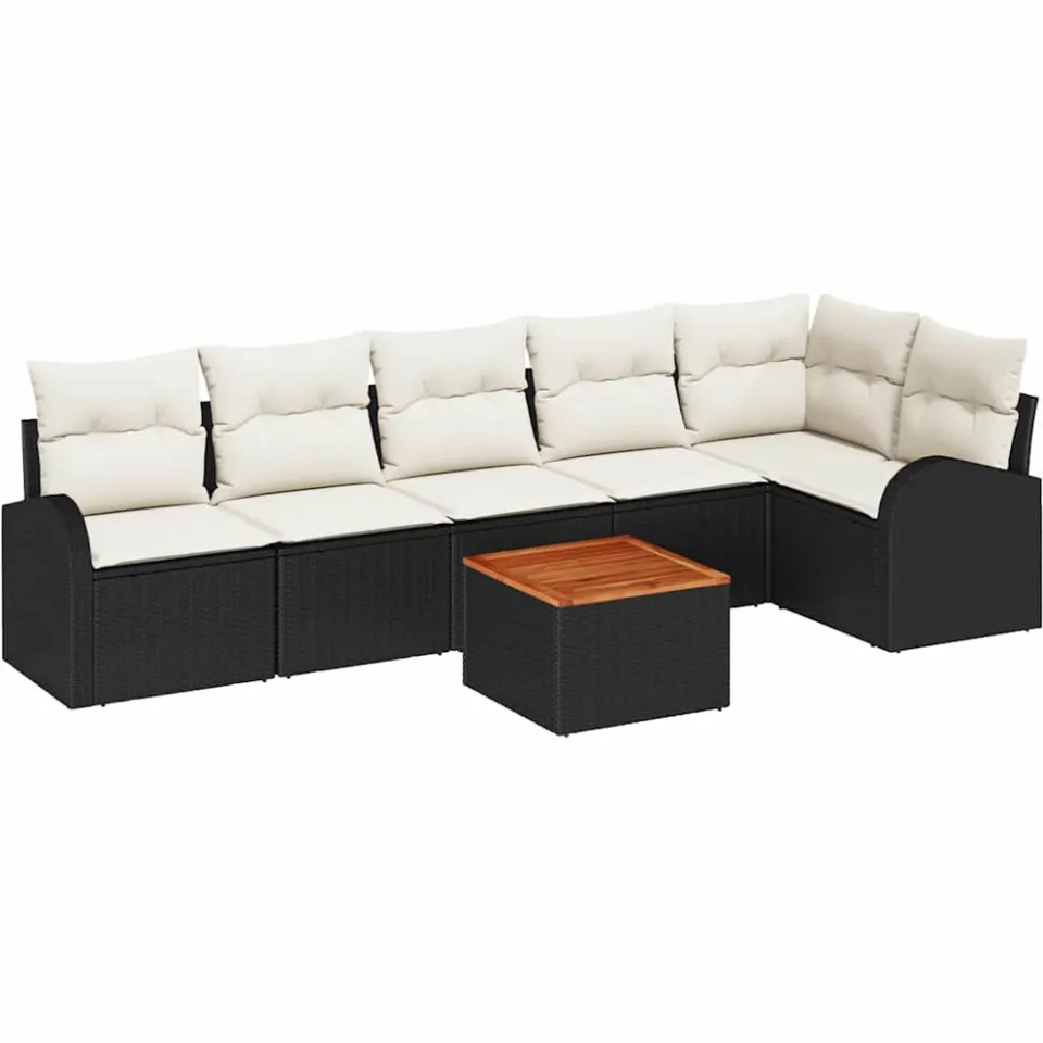 vidaXL Tuinbankenset 7 st Zwart poly rattan