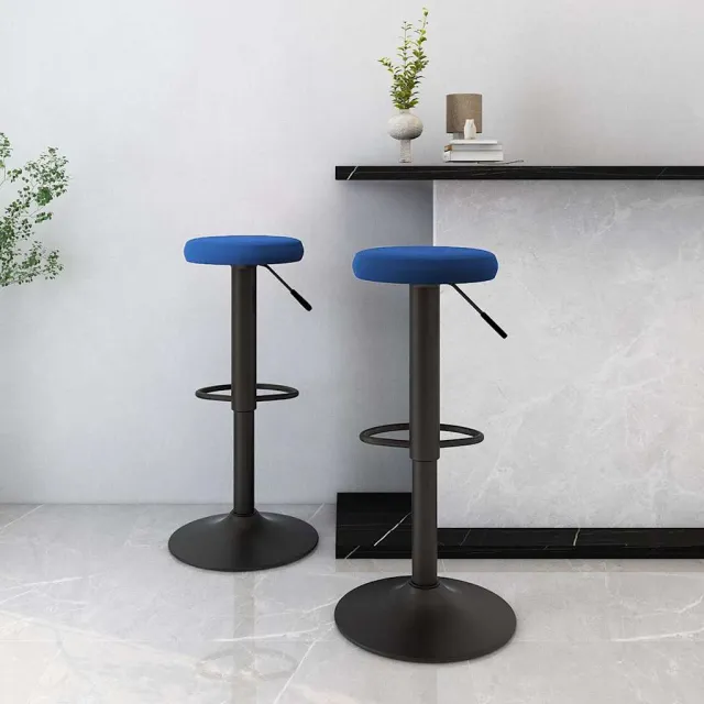 vidaXL Barkrukken 2 st fluweel blauw, foto 2