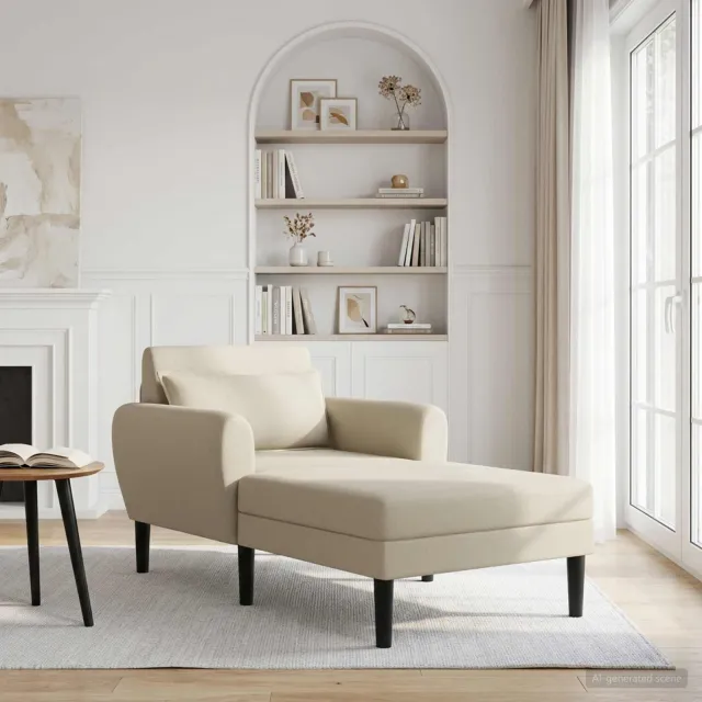 vidaXL Chaise longue Zand Grof geweven fluweel Tan