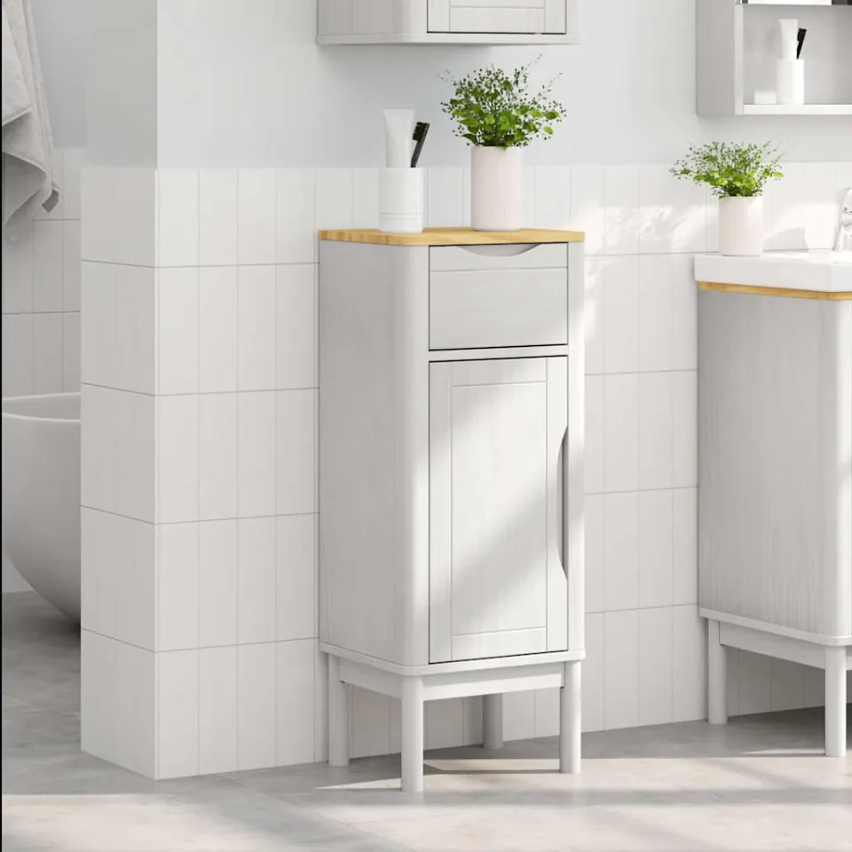vidaXL Badkamerkast FLORO Wit 35 x 30 x 90 cm Massief Vurenhout, foto 4