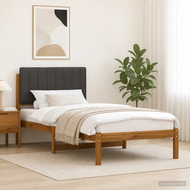 vidaXL Bedframe met gestoffeerd hoofdbord Naturel en donkergrijs Tan