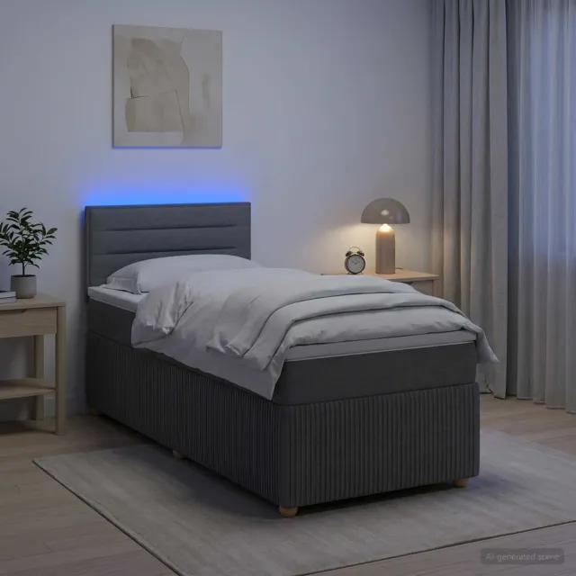 vidaXL Boxspringbed met matras Donkergrijs 90 x 200 cm Stof