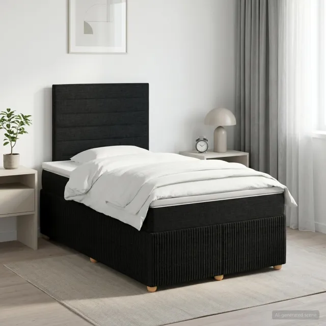 vidaXL Boxspringbed met matras met hoofdeinde Zwart 120 x 200 cm Stof
