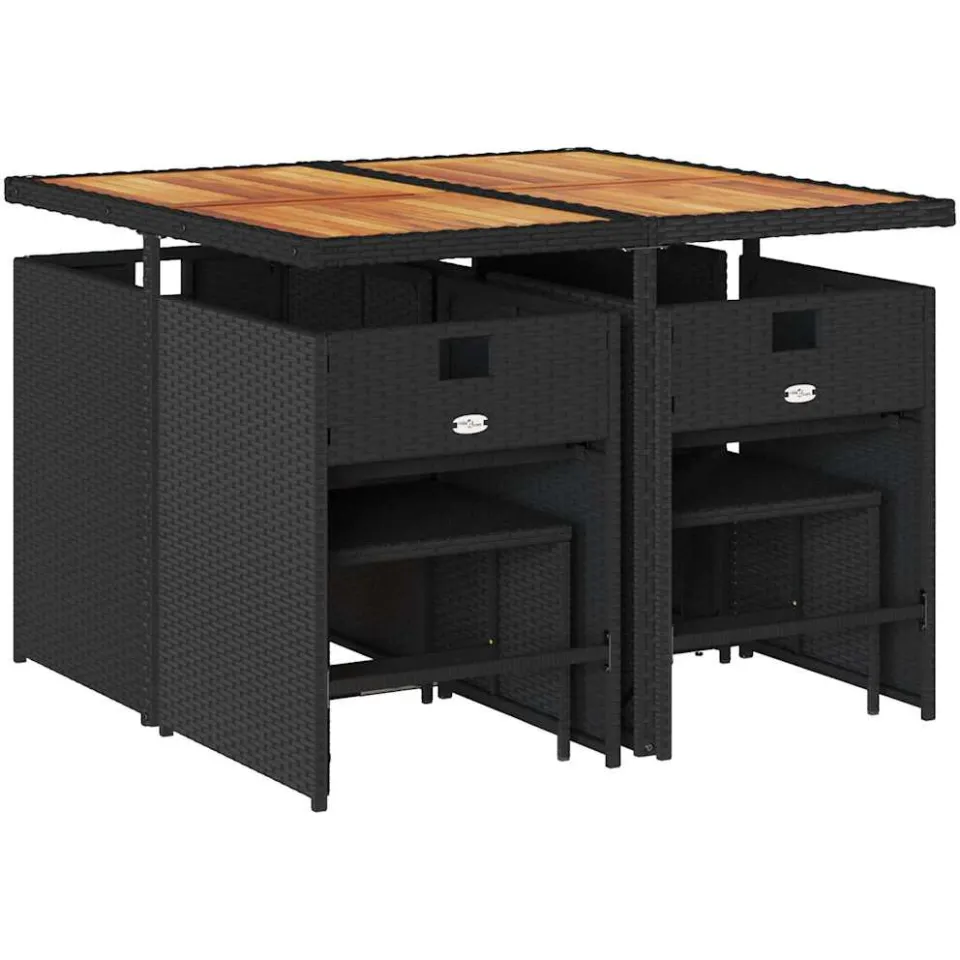 vidaXL 9-delige Tuinset poly rattan zwart, foto 4