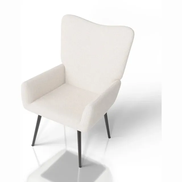 Juskys Oorfauteuil / Relaxfauteuil Odense - Beige - Bouclé Stof
