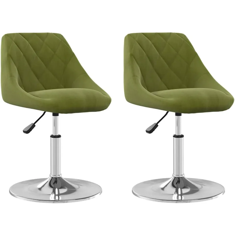vidaXL Eetkamerstoelen draaibaar 2 st fluweel lichtgroen groen, foto 3