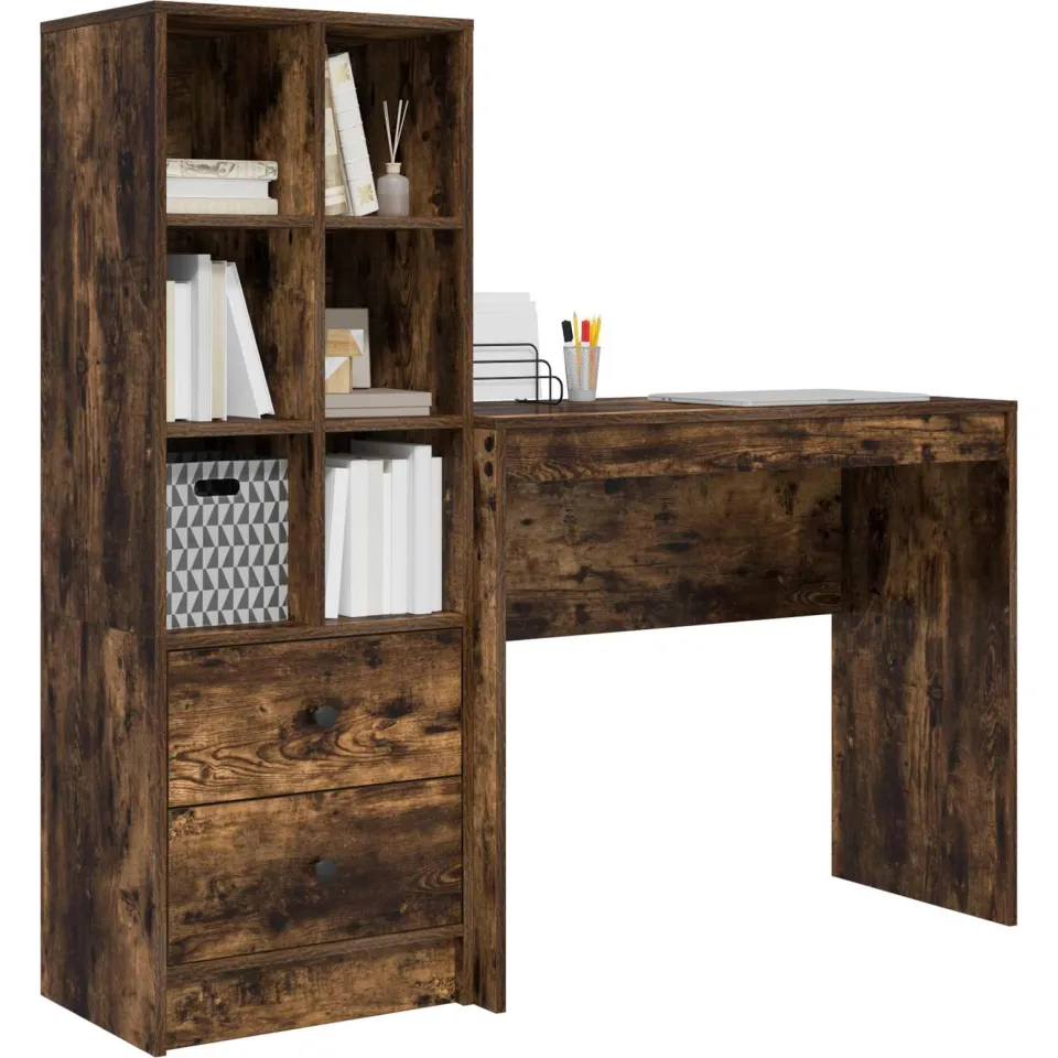 vidaXL Bureau Gerookt eiken 135,5 x 40 x 127 cm 2 st Bruin