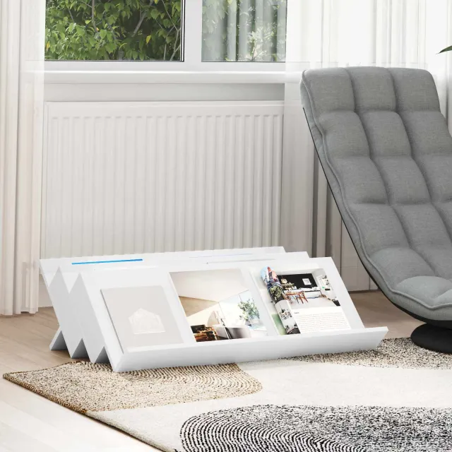 vidaXL Tijdschrift Rek met plank Wit 90 x 53 x 28,5 cm Bewerkt hout, foto 2