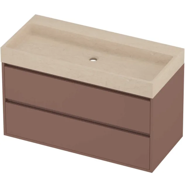 Proline Evoli Badmeubelset Hardsteen Loft 100x46x62 cm Sand Stone Beauty Blush Rosé Goud