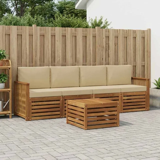 vidaXL Buiten bankenset 5 st 4-zits Natuurlijk en Beige