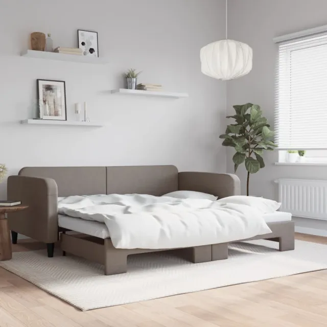 vidaXL Slaapbank met onderschuifbed 100x200 cm stof taupe