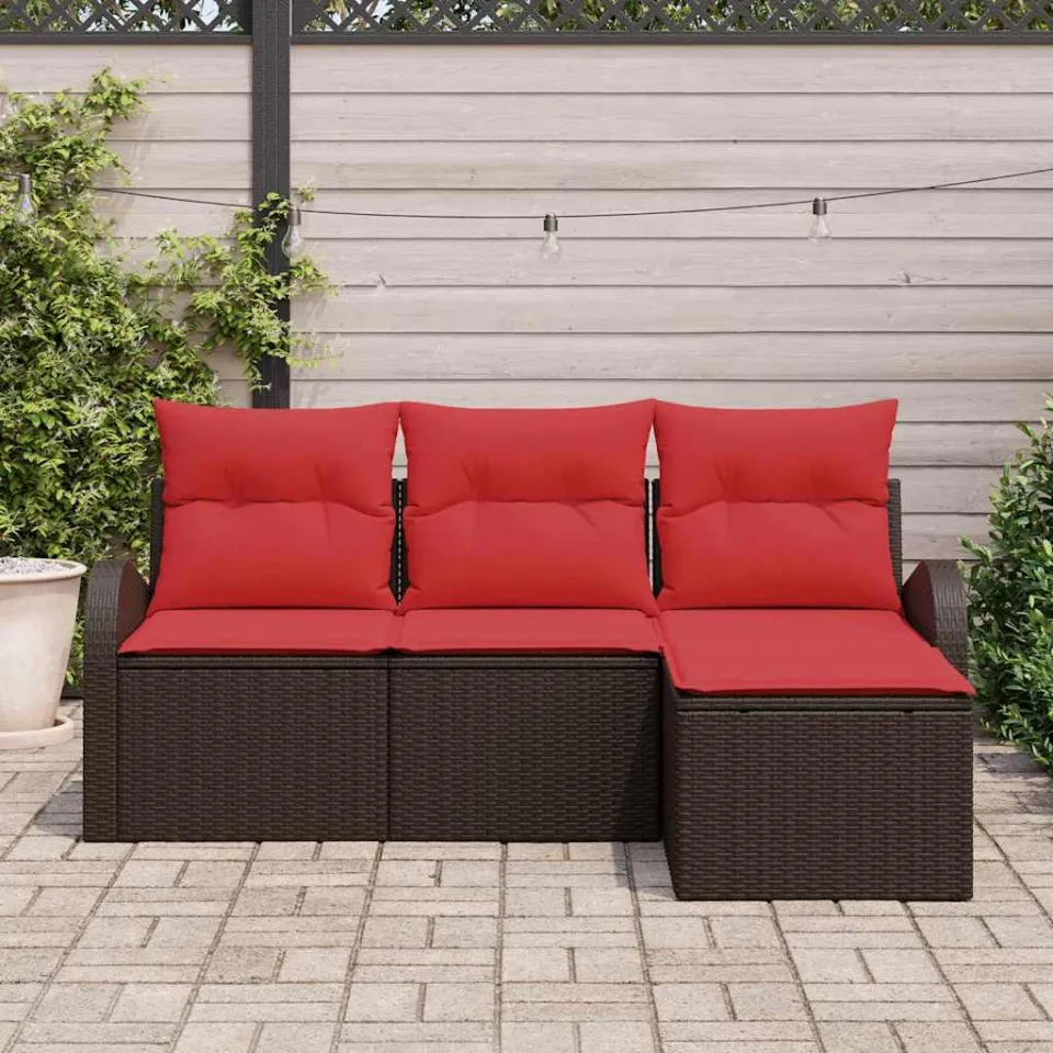 vidaXL Tuin Sofa Set Bruin poly rattan, foto 3