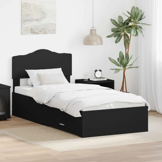 vidaXL Bedframe met lade met opslag Zwart 100 x 200 cm Bewerkt hout