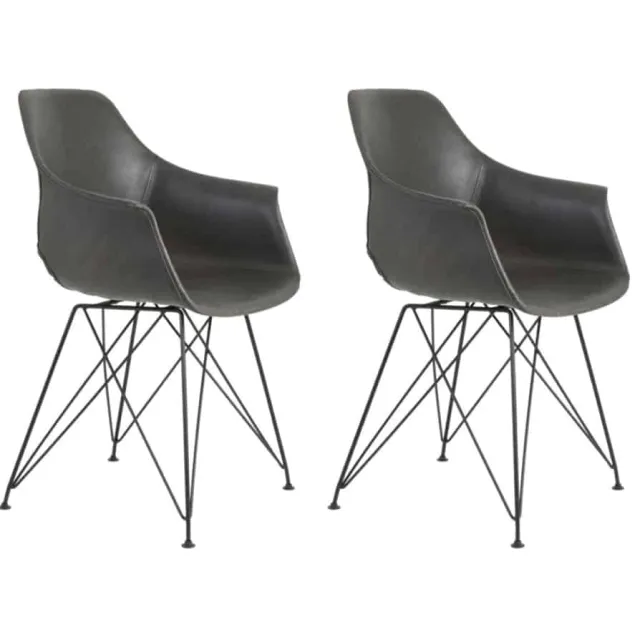 Eetkamerstoel Serbin grijs PU leer | set van 2
