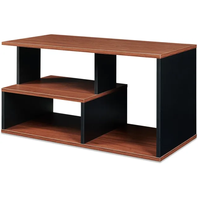 en.casa Salontafel Trond met opbergvakken 80x40x42 cm zwart en walnootkleurig [en.casa] zwart en walnootlkleurig