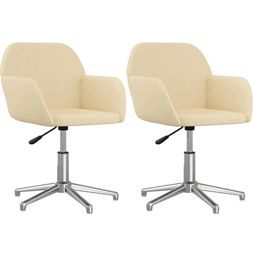 vidaXL Eetkamerstoelen 2 st draaibaar stof crèmekleurig, foto 3