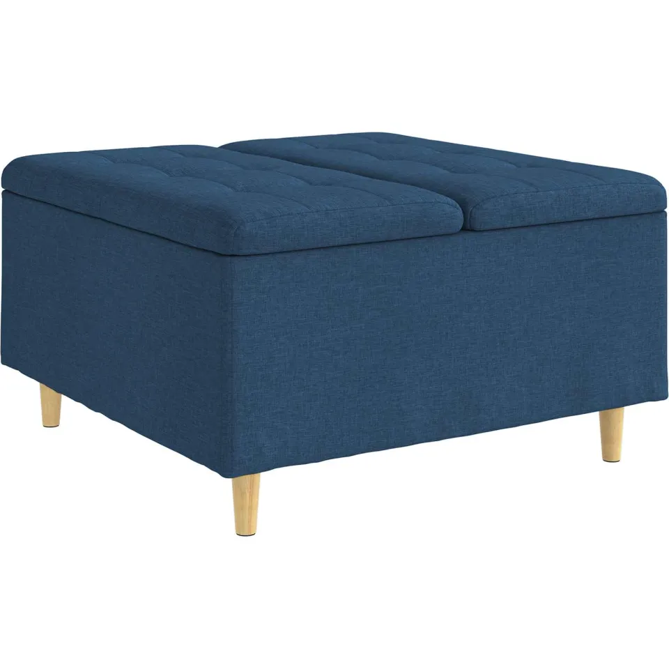 vidaXL Ottoman met Opbergruimte Blauw 80 x 80 x 45 cm Stof, foto 3