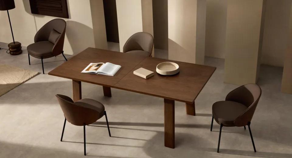 Kave Home Arlen uitschuifbare eettafel walnoot, foto 5