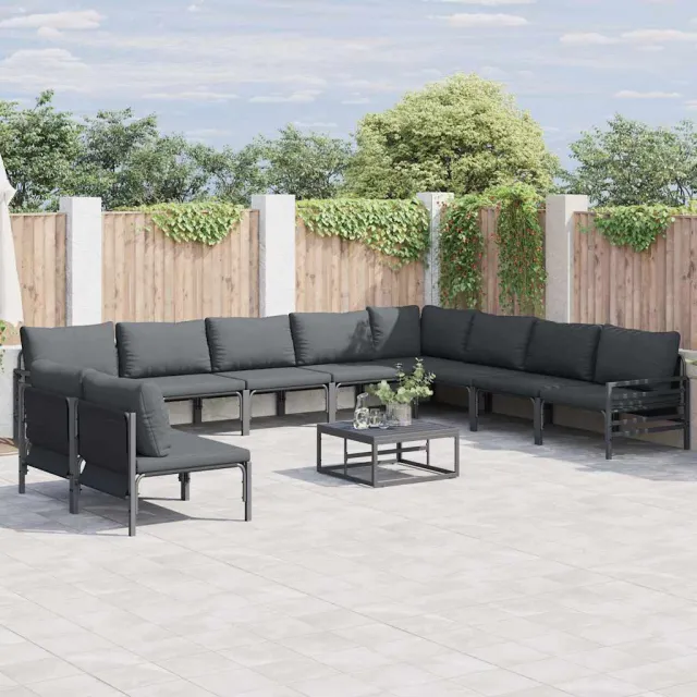 vidaXL Tuinbankenset 11 st Zwart Staal, foto 2