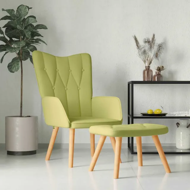 vidaXL Relaxstoel met voetenbank stof groen