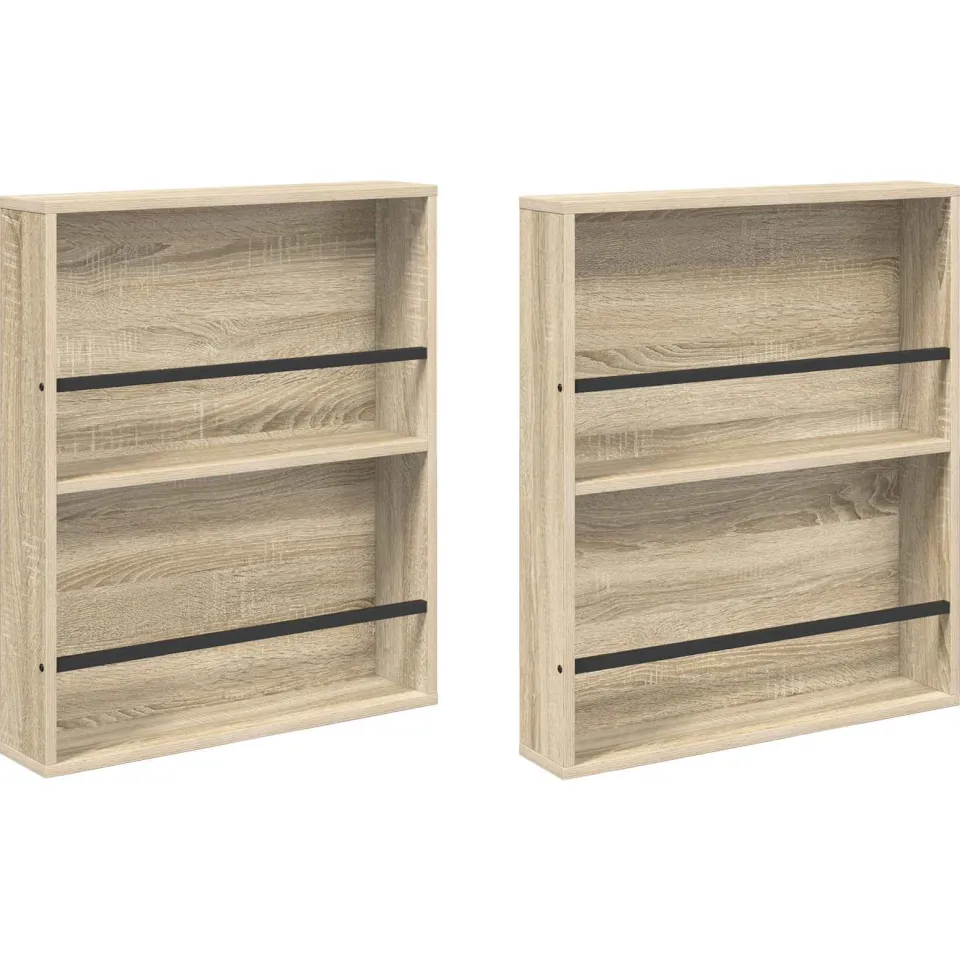 vidaXL Tijdschrift Rek 2 st Sonoma Eiken 60 x 12 x 70 cm Bewerkt hout, foto 3