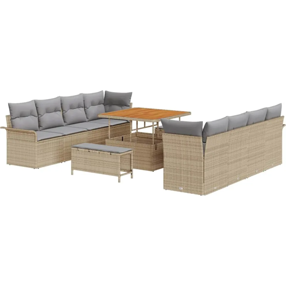 vidaXL Tuinbankenset 11 st Beige poly rattan