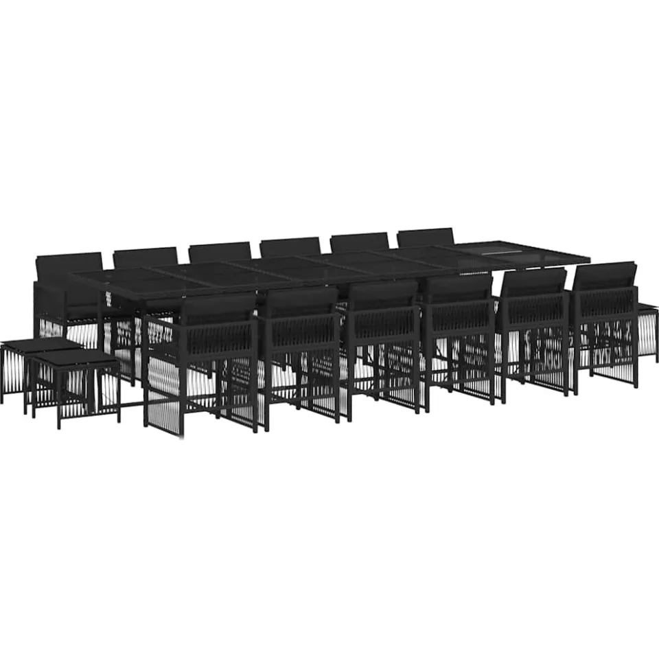vidaXL 17-delige Tuinset met kussens poly rattan zwart, foto 3