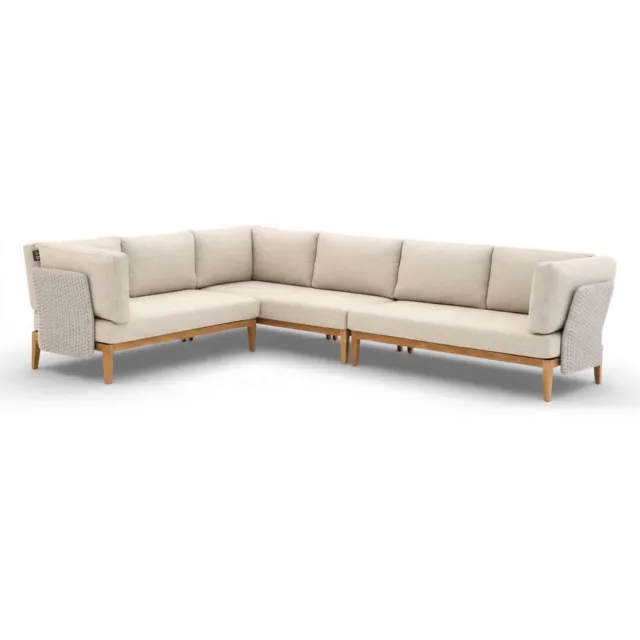 Apple Bee Lisa Teak Loungeset Nr. 4 – 221x280 cm – Rechts Lang – 3-delig Naturel