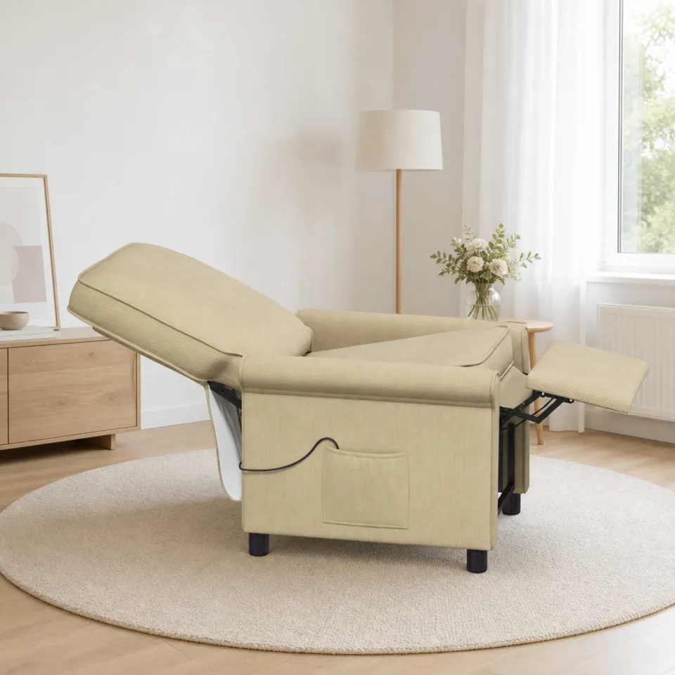 vidaXL Massage-relaxstoel Grijs groen 69 x 95 x 101 cm Stof, foto 4