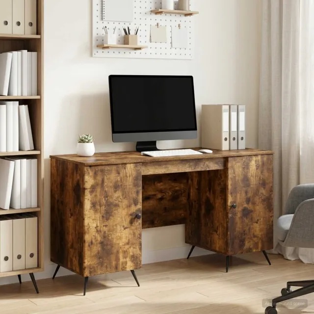 vidaXL Bureau Gerookt eiken 142,5 x 50 x 75 cm Bewerkt hout Bruin