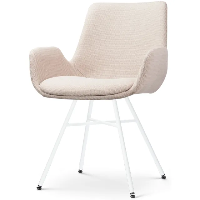 Nolon Noa-Eef eetkamerstoel beige - wit onderstel