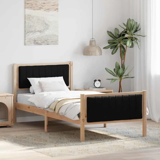vidaXL Bedframe Bruin en zwart 90 x 200 cm Massief grenenhout