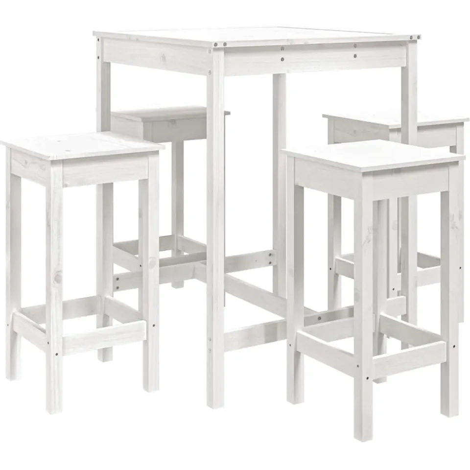 vidaXL 5-delige Tuinbarset massief grenenhout wit