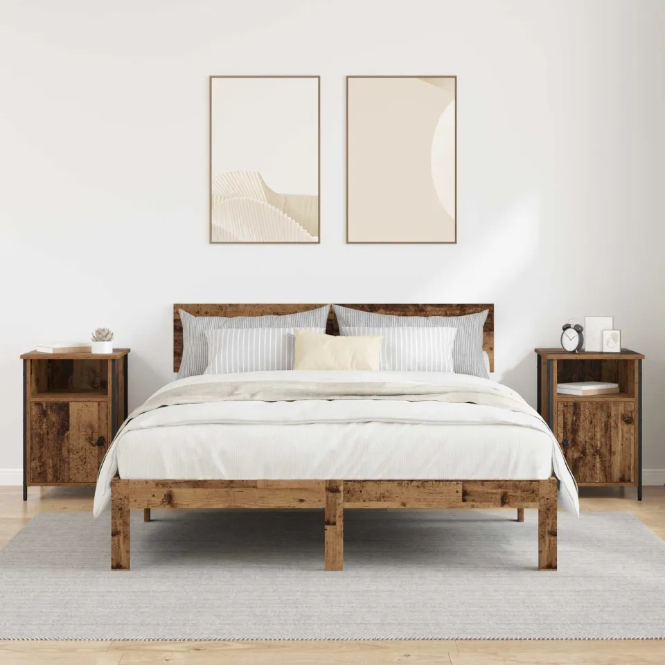 vidaXL Nachtkastje 2 st Oudhout 40 x 42 x 60 cm Bewerkt hout bruin, foto 4