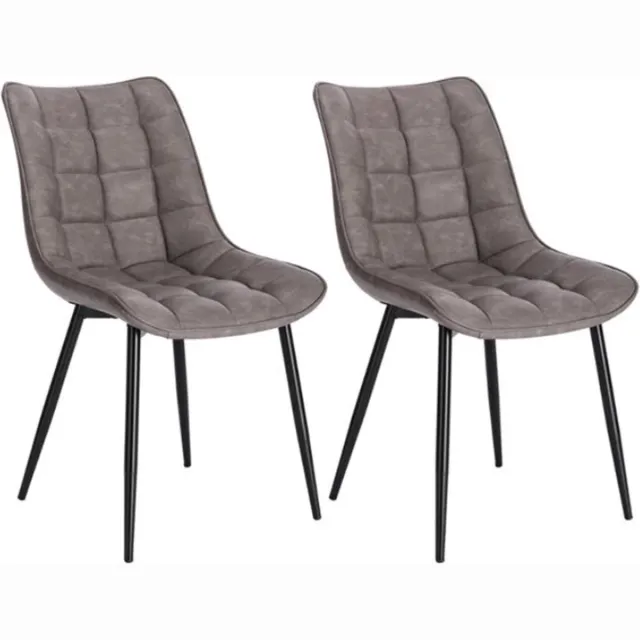Bolt Edge Eetkamerstoelen - Grijs - PU Leer - Kuipstoel - Fauteuil - Set van 2 - Keuken