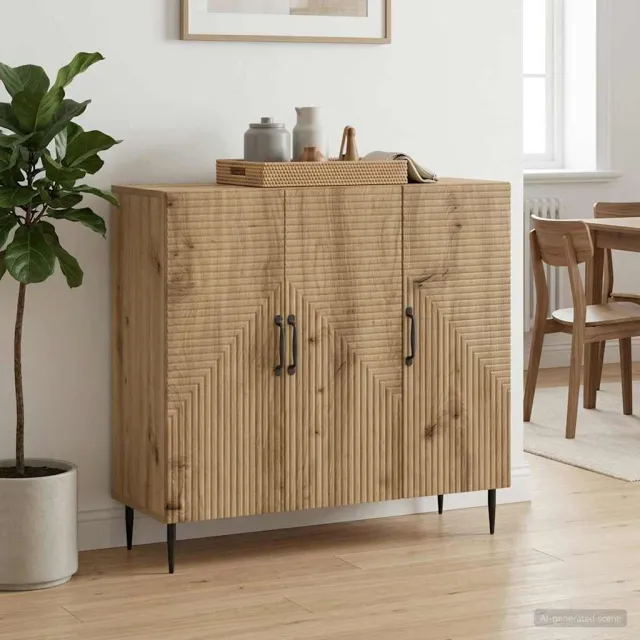 vidaXL Dressoir Artisanaal eiken 89 x 34,5 x 80 cm Bewerkt hout Bruin