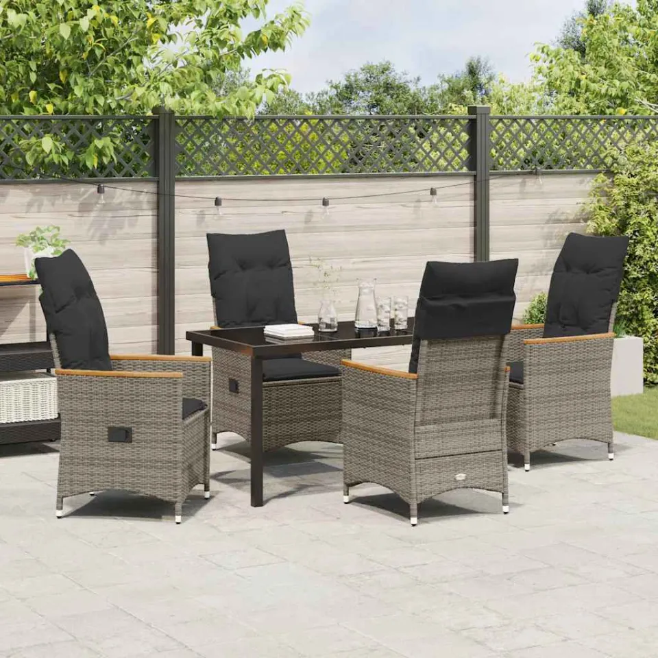 vidaXL Tuin eettafelset 5 st Grijs poly rattan, foto 3
