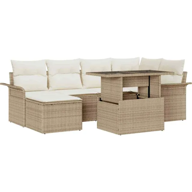 vidaXL Tuin Sofa Set 7 st Beige Poly riet
