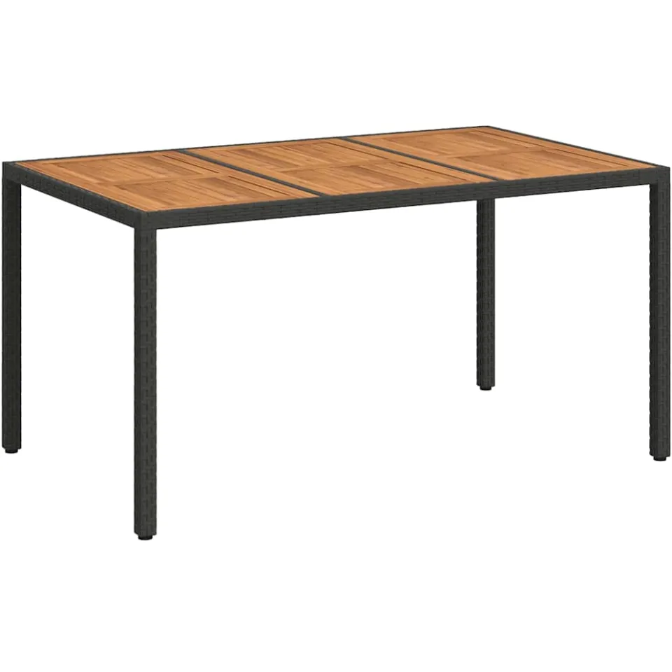 vidaXL Tuinstafel Zwart 150 x 90 x 75 cm poly rattan, foto 3