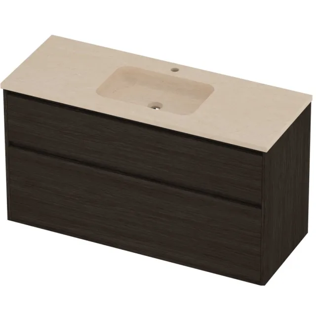 Proline Rollo Badmeubelset Hardsteen Elegant 1 Gat 120x46x67 cm Sand Stone Mokka Oak Eiken