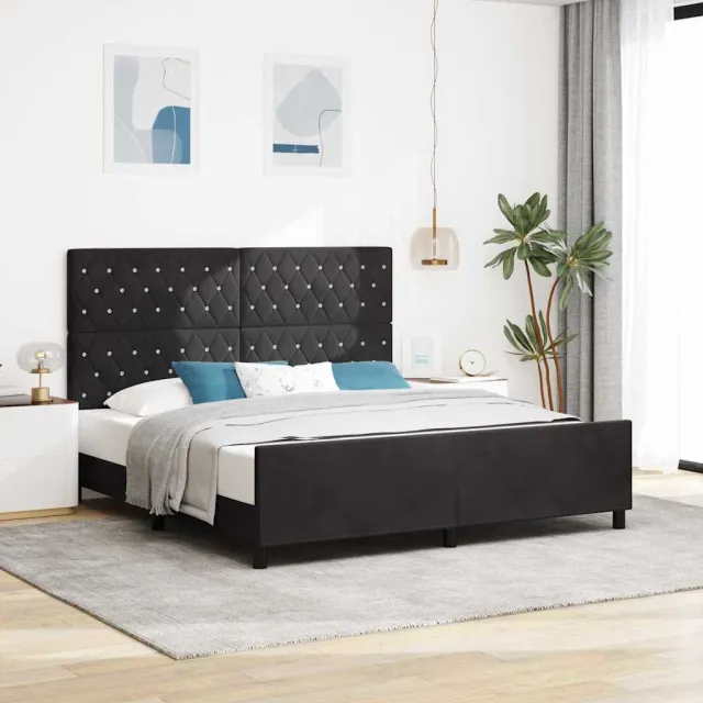 vidaXL Boxspringbed met hoofdeinde Zwart 180 x 200 cm Fluweel