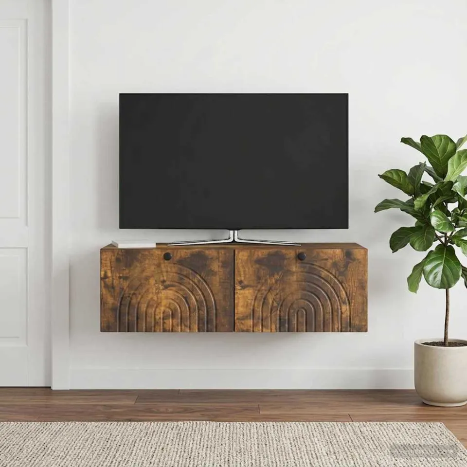 vidaXL Wandbeugel TV-kast 99 x 41 x 30 cm Gerookt eiken, foto 4