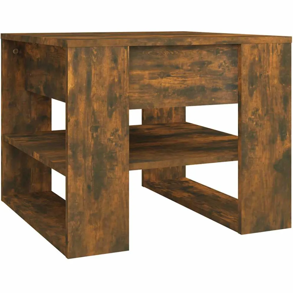 vidaXL Salontafel 55,5x55x45 cm bewerkt hout gerookt eikenkleurig, foto 4