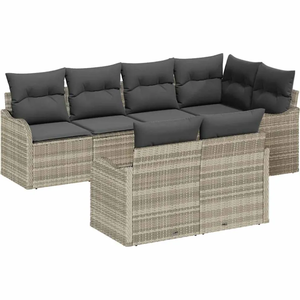 vidaXL Tuin Sofa Set 7 st Lichtgrijs Poly riet