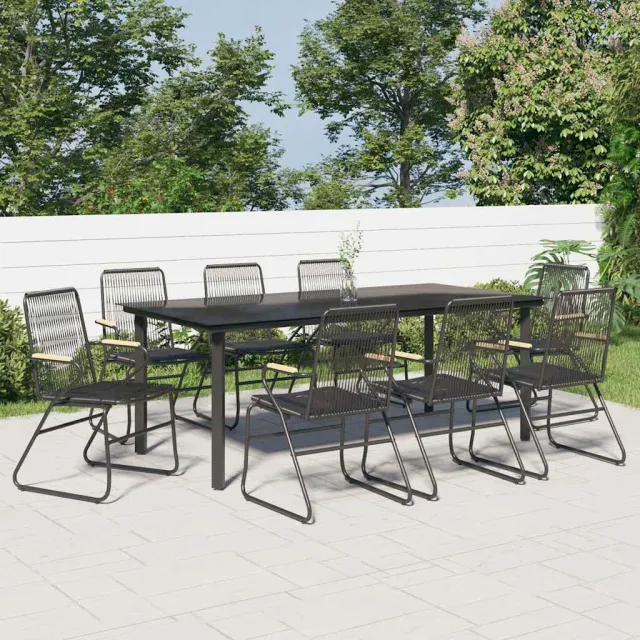vidaXL 9-delige Tuinset PVC-rattan zwart, foto 2