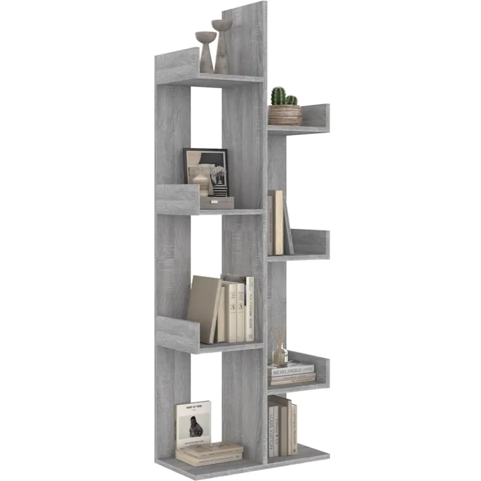 vidaXL Boekenkast 48x25,5x140 cm bewerkt hout grijs sonoma eikenkleur