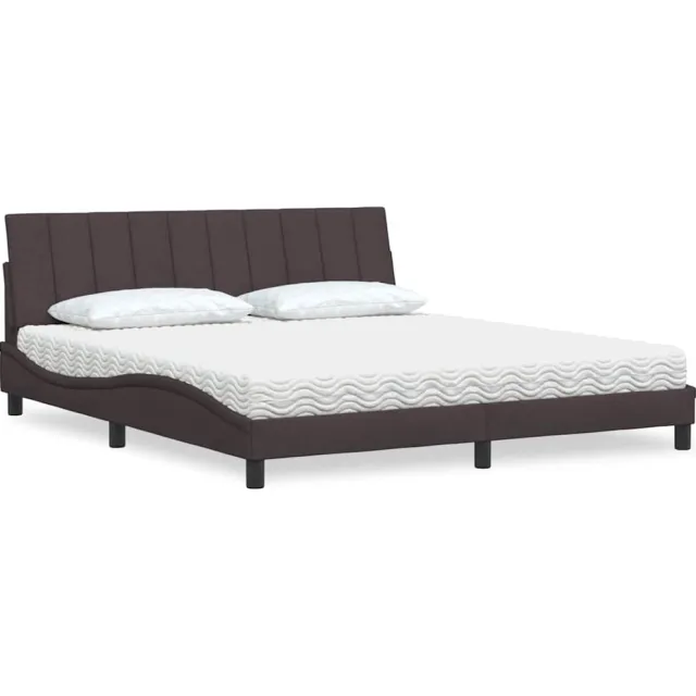 vidaXL Bed met matras "Hanko" stof donkerbruin 180x200 cm