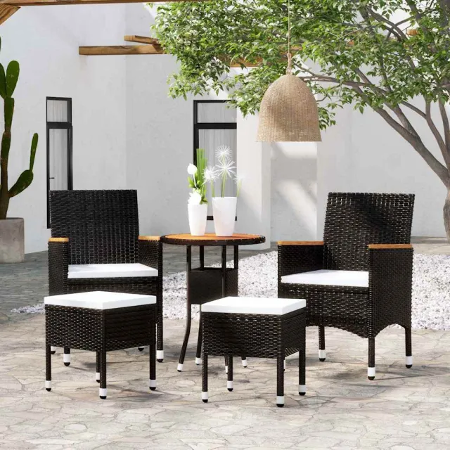 vidaXL 5-delige Loungeset poly rattan zwart, foto 2