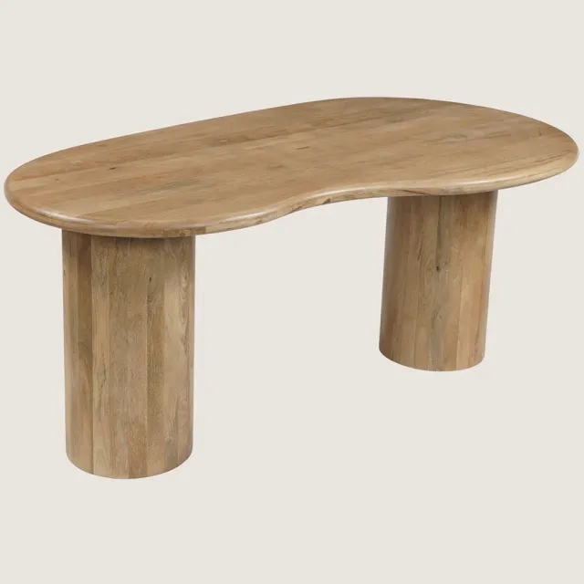 Niva Home Organische Eettafel 220 cm Mangohout – Houten Kolom Onderstel – Modern Design – 6-7 Personen Naturel